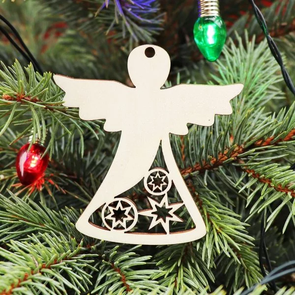 Drevená vianočná ozdoba na stromček anjelik 1, 73x80mm 3
