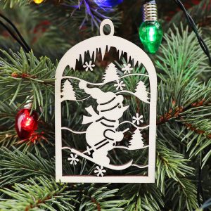 Drevená vianočná ozdoba na stromček guľa 13, 54x88mm