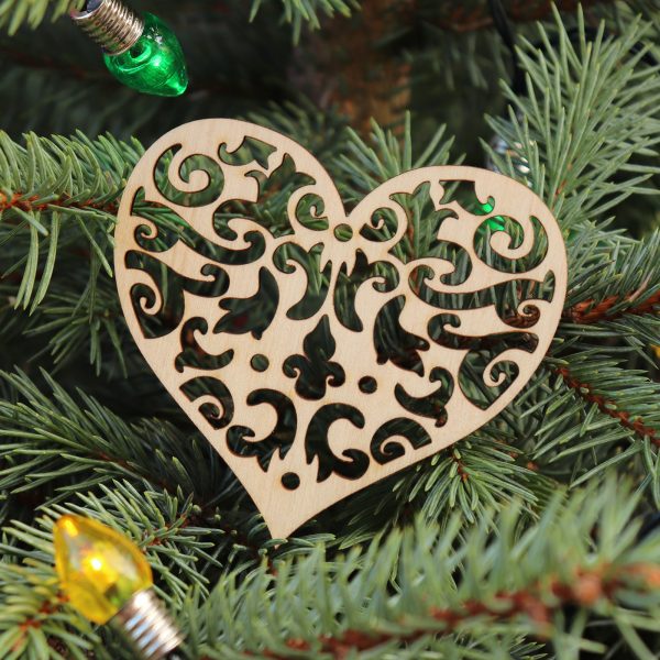 Drevená vianočná ozdoba na stromček srdce 1, 86x80mm 6