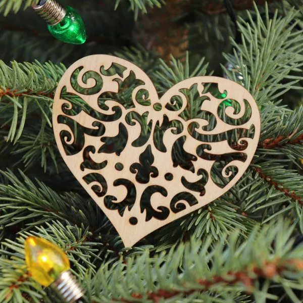 Drevená vianočná ozdoba na stromček srdce 1, 86x80mm 6