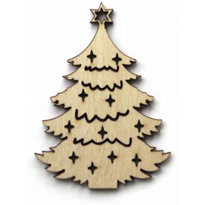 Drevená vianočná ozdoba na stromček strom 2, 65x90mm