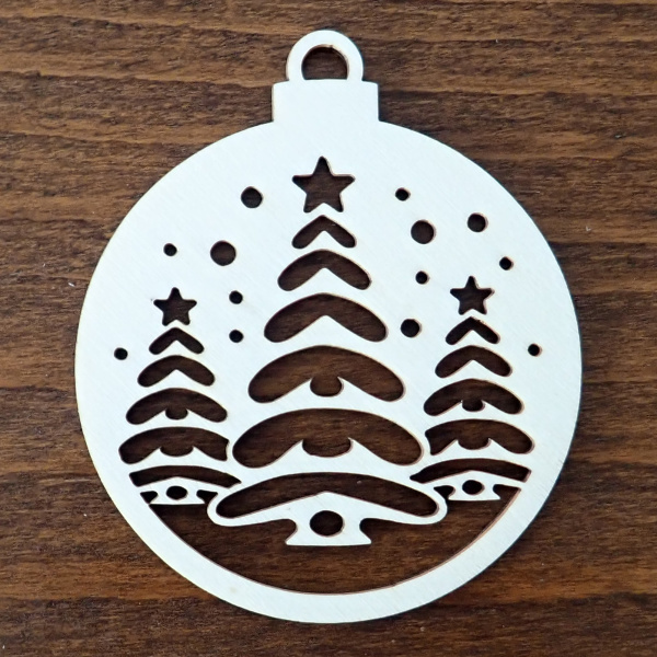 Drevená vianočná ozdoba na stromček, guľa 22 3