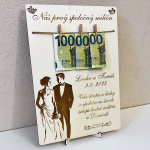Drevená tabuľka na svadbu, Náš prvý milión, 21x30cm 6
